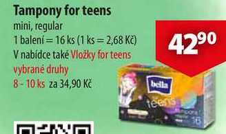 Tampony for teens, 16 ks 