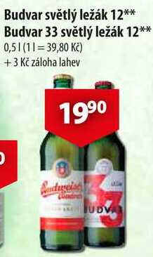 Budvar světlý ležák 12, 0,5 l