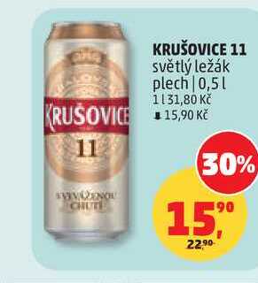 KRUŠOVICE 11 světlý ležák plech, 0,5 l