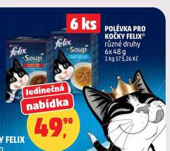 POLÉVKA PRO KOČKY FELIX, 6x48 g 