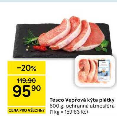 Tesco Vepřová kýta plátky, 600 g 
