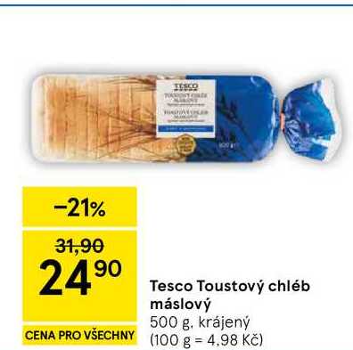 Tesco Toustový chléb máslový, 500 g 