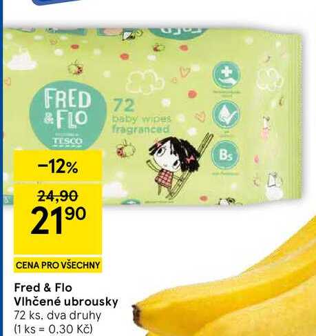 Fred & Flo Vlhčené ubrousky, 72 ks