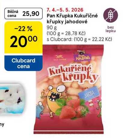 Pan Křupka Kukuřičné křupky jahodové, 90 g  