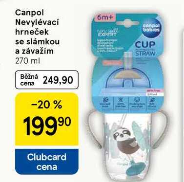 Canpol Nevylévací hrneček se slámkou a závažím, 270 ml