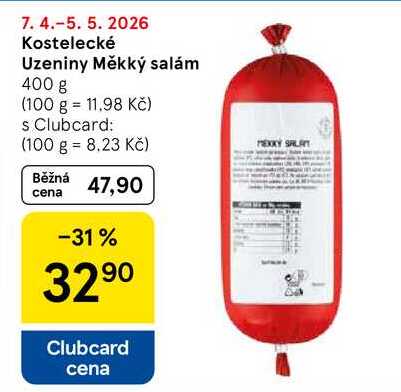 Kostelecké Uzeniny Měkký salám, 400 g 