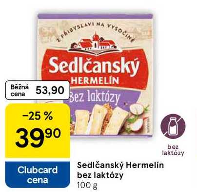Sedlčanský Hermelín bez laktózy, 100 g