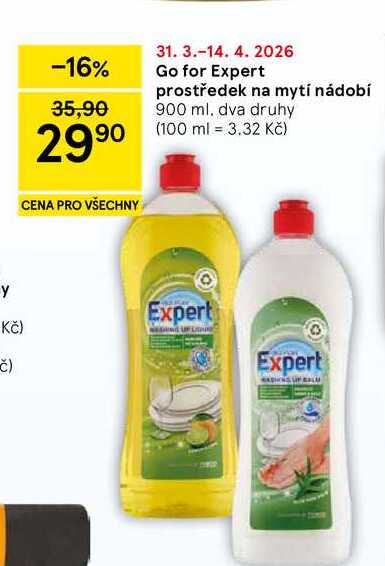Go for Expert prostředek na mytí nádobí, 900 ml, dva druhy  