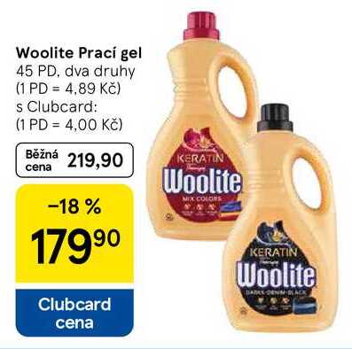 Woolite Prací gel, 45 PD, dva druhy