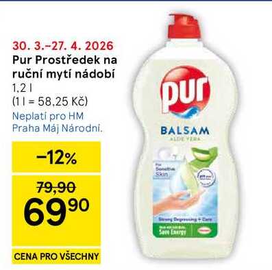 Pur Prostředek na ruční mytí nádobí, 1,2 l