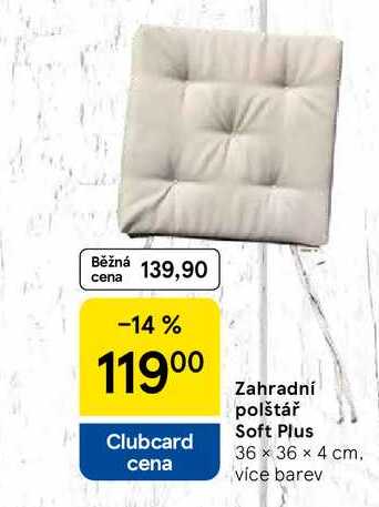 Zahradní polštář Soft Plus 36 × 36 × 4 cm, více barev