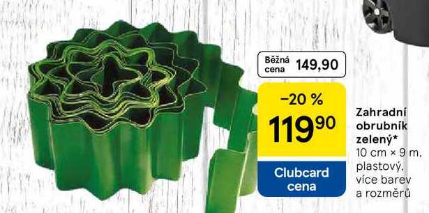 Zahradní obrubník zelený, 10 cm x 9 m. plastový. více barev a rozměrů 
