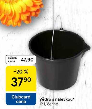 Vědro s nálevkou, 12 l, černé