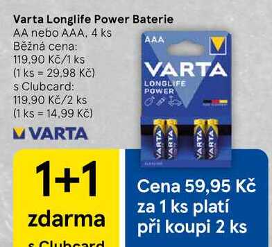 Varta Longlife Power Baterie AA nebo AAA, 4 ks  