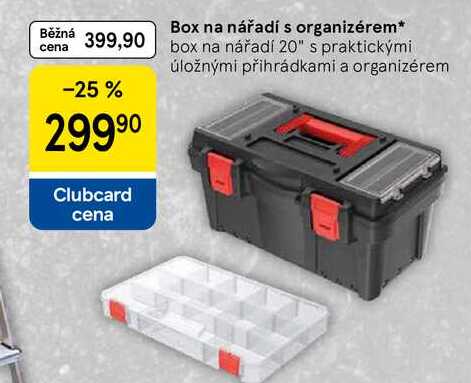 Box na nářadí s organizérem, box na nářadí 20" s praktickými úložnými přihrádkami a organizérem