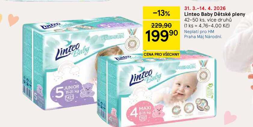 Linteo Baby Dětské pleny, 42-50 ks, více druhů  