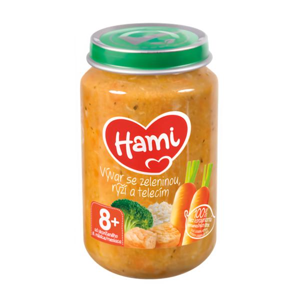 Hami Masozeleninový příkrm Vývar se zeleninou, rýží a telecím, 8m+