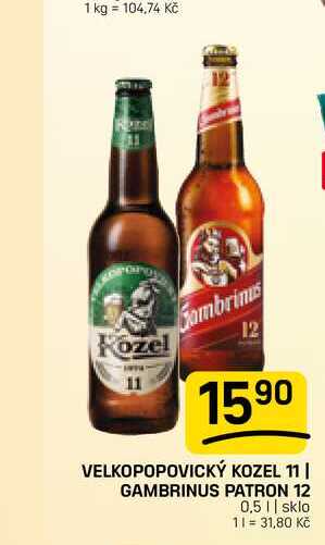 VELKOPOPOVICKÝ KOZEL 11 | GAMBRINUS PATRON 12 0,5l