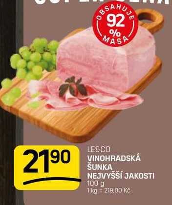 VINOHRADSKÁ ŠUNKA NEJVYŠŠÍ JAKOSTI 100 g