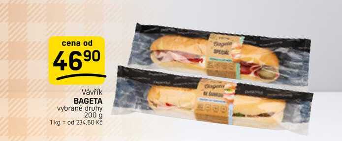 BAGETA vybrané druhy 200 g 1 kg