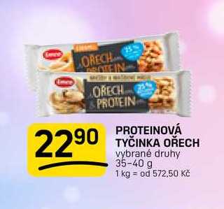 PROTEINOVÁ TYČINKA OŘECH vybrané druhy 35-40 g