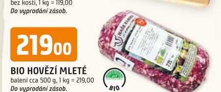 BIO HOVĚZÍ MLETÉ balení cca 500 g