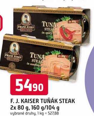 Franz Josef KAISER TUŇÁK STEAK 2x 80 g, 160 g