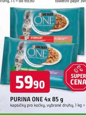 PURINA ONE 4x 85 g kapsičky pro kočky, vybrané druhy