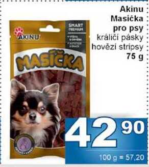 Akinu Masicka pro psy králičí pásky hovězí stripsy 75 g 