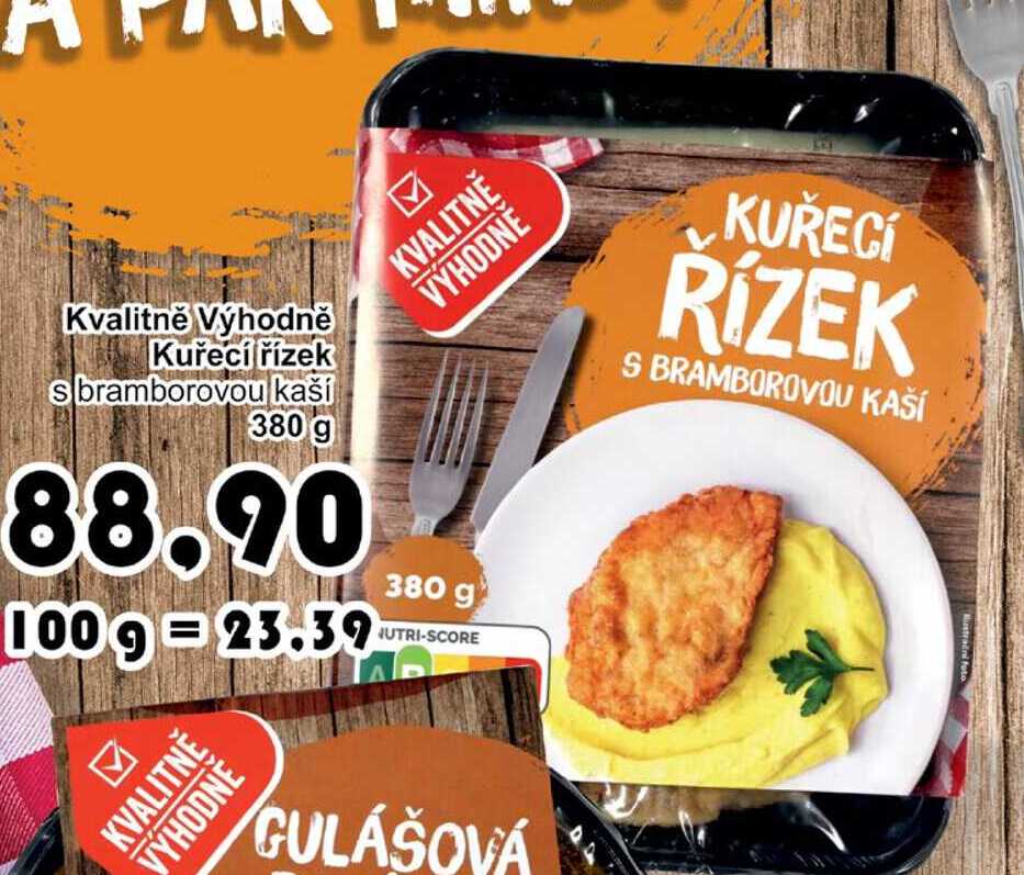 Kvalitně Výhodně Kuřecí řízek s bramborovou kaší 380 g 