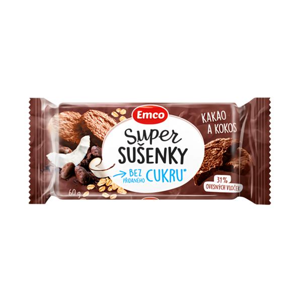 Emco Super sušenky bez přidaného cukru Kakao a Kokos