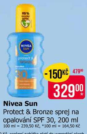 Nivea Sun Protect & Bronze sprej na opalování SPF 30, 200 ml