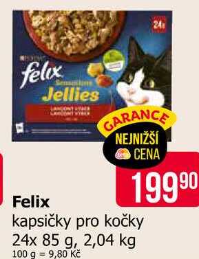 Felix Jellies kapsičky pro kočky 24x 85 g, 2,04 kg 