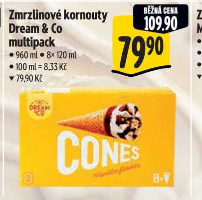 Zmrzlinové kornouty Dream & Co multipack 960 ml 8× 120 ml