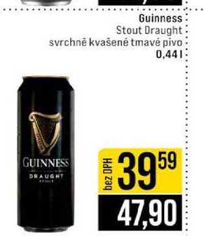 Guinness Stout Draught svrchně kvašené tmavé pivo 0,44l