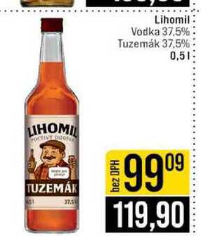 Lihomil Vodka 37.5%2 Tuzemák 37.5% 0,5l