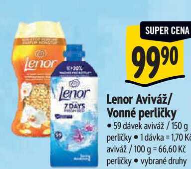   Lenor Aviváž/ Vonné perličky 59 dávek aviváž / 150 g perličky  