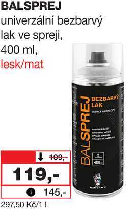 BALSPREJ univerzální bezbarvý lak ve spreji, 400 ml