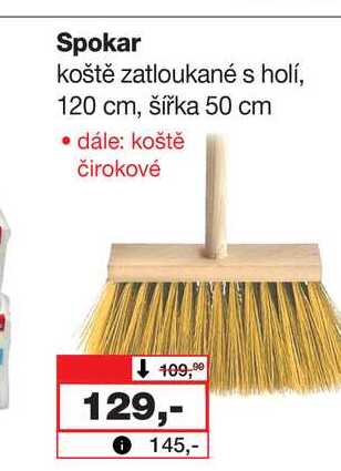 Spokar koště zatloukané s holí, 120 cm, šířka 50 cm
