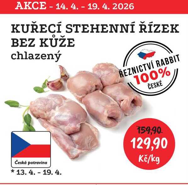 KUŘECÍ STEHENNÍ ŘÍZEK BEZ KŮŽE chlazený 1kg 