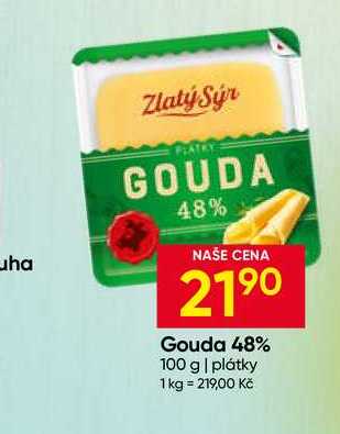 Zlatý Sýr Gouda 48% 100 g plátky