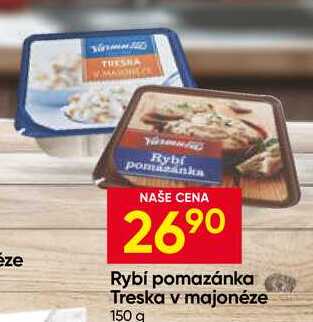Varmuža Rybí pomazánka, Treska v majonéze 150 g