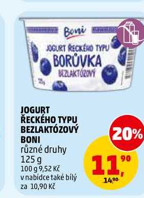 JOGURT ŘECKÉHO TYPU BEZLAKTÓZOVÝ BONI, 125 g