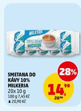 SMETANA DO KÁVY 10% MILKERIA, 20x 10 g v akci