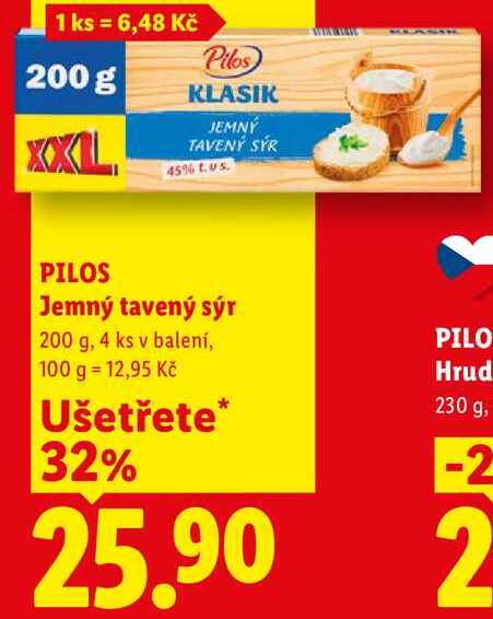 PILOS Jemný tavený sýr, 200 g