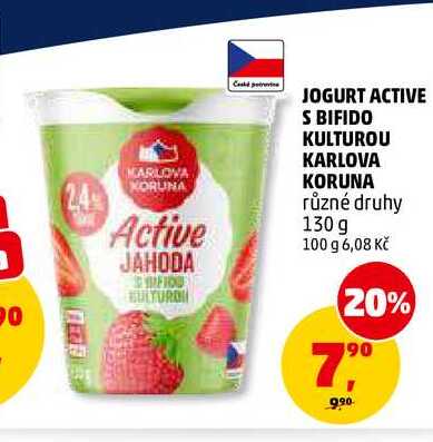 JOGURT ACTIVE S BIFIDO KULTUROU KARLOVA KORUNA, 130 g