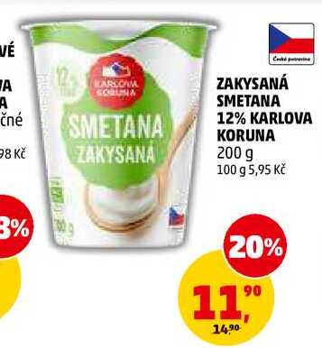 ZAKYSANÁ SMETANA 12% KARLOVA KORUNA, 200 g