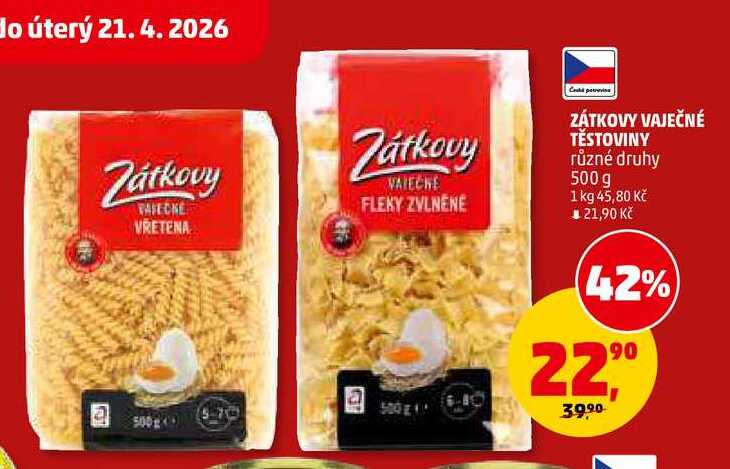 ZÁTKOVY VAJEČNÉ TĚSTOVINY, 500 g