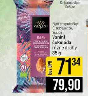 Vanini čokoláda různé druhy 85 g