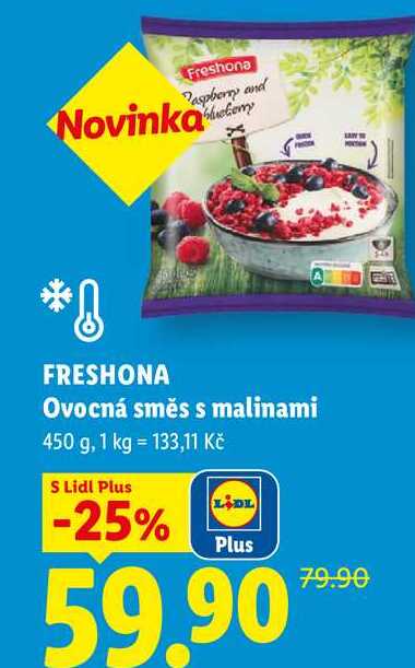 FRESHONA Ovocná směs s malinami, 450 g